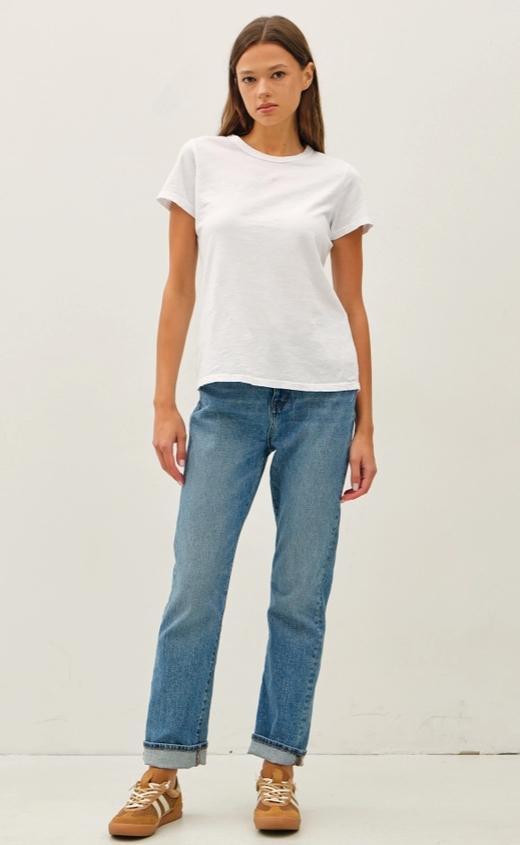 Garment Dyed Cotton Slub Tee (White)