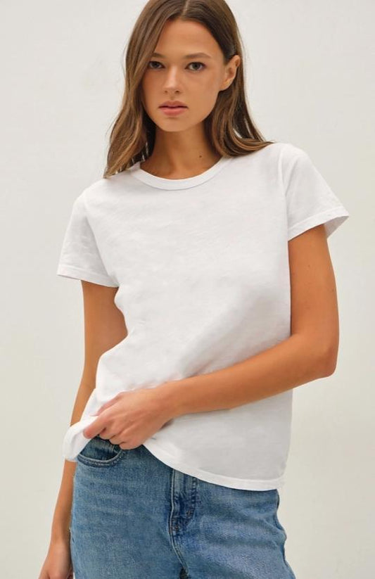 Garment Dyed Cotton Slub Tee (White)