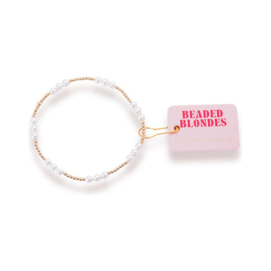 Beaded Blondes ILY Pearl Bracelet in Gold