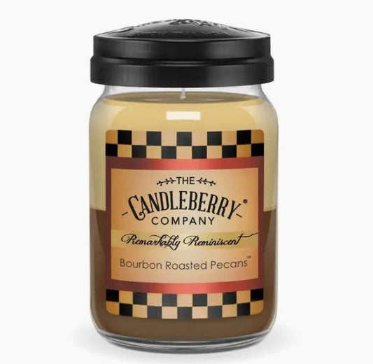 The Candleberry Company Bourbon Roasted Pecans, Large Jar Candle