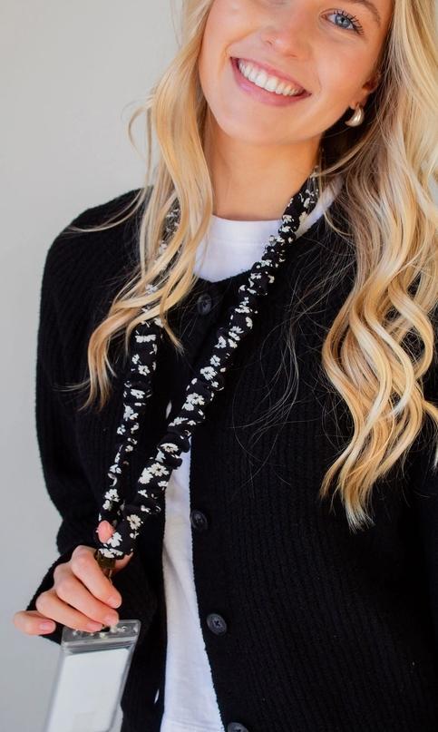 Onyx Floral Lanyard