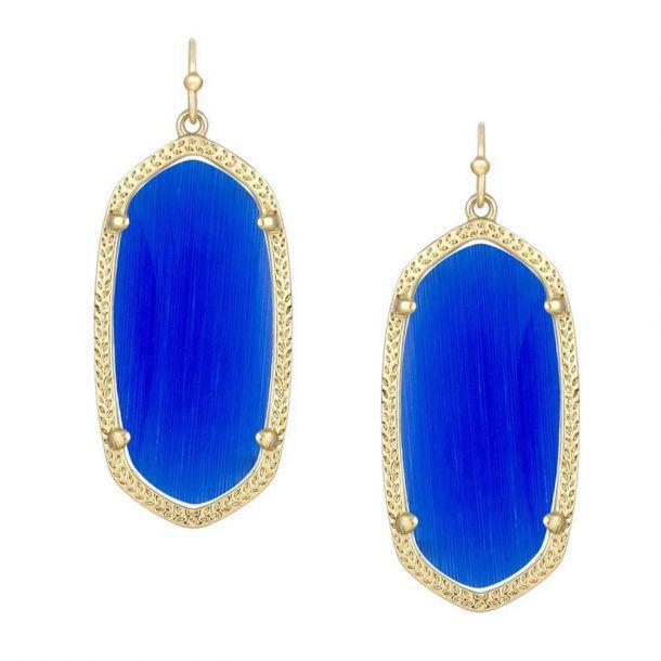 Kendra Scott Elle Gold Drop Earrings in Cobalt