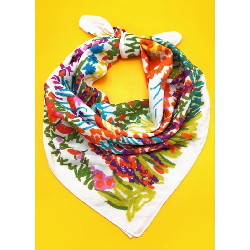 Cotton Floral Print Silky Feeling Bandana Scarf