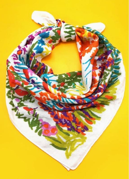 Cotton Floral Print Silky Feeling Bandana Scarf