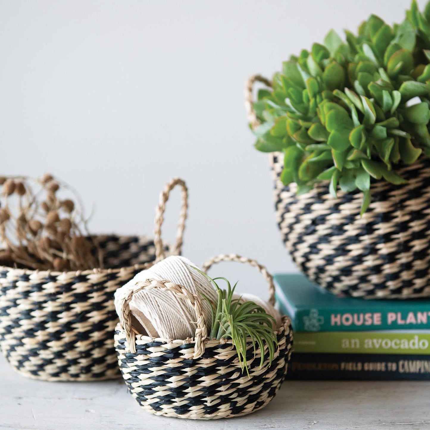 Hand-Woven Seagrass Baskets with Handle