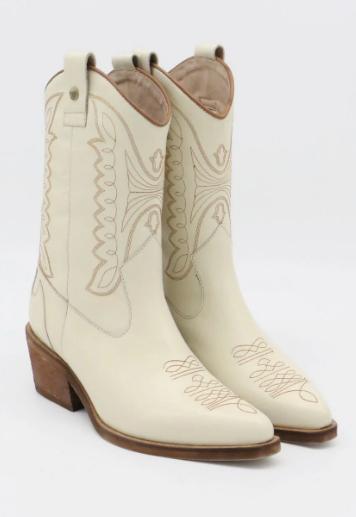 Unstoppable Western Cowboy Boot Off White Leather