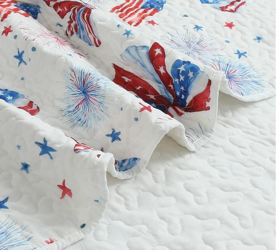 "Patriotic Bows" Quilted Throw Blanket 50"x60"