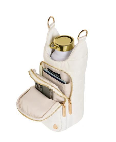 White HydroBag with Pickleball Embroidery and Striped Strap