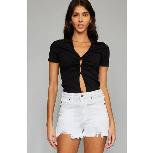 KanCan White High Rise Ripped Shorts