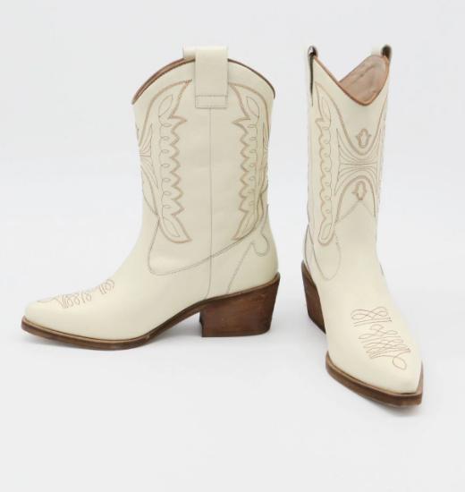 Unstoppable Western Cowboy Boot Off White Leather