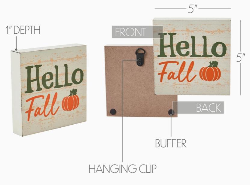 Hello Fall Pumpkin Cream Base MDF Sign