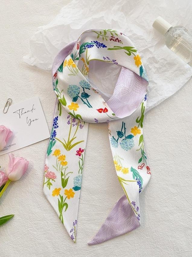 Soft Silky Skinny Twilly Scarf Necklace Wrap