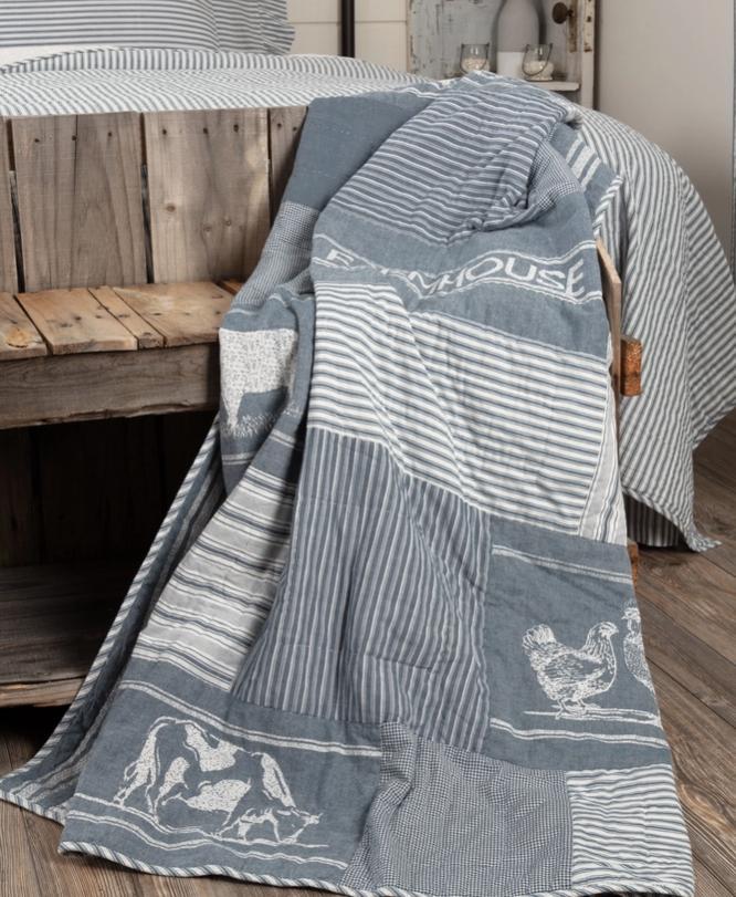 Sawyer Mill Blue Farm Animal Quilted Throw