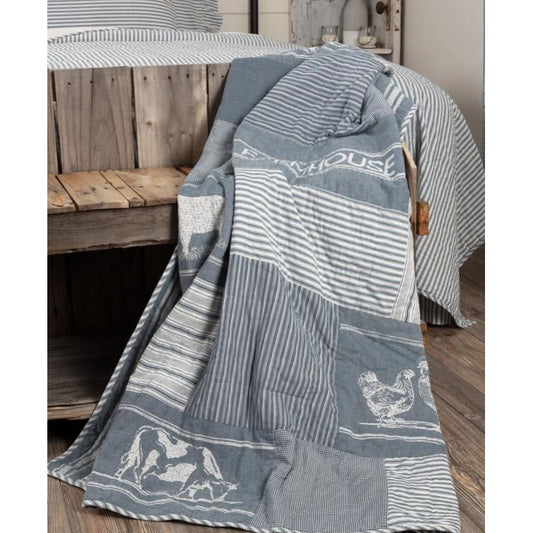 Sawyer Mill Blue Farm Animal Quilted Throw