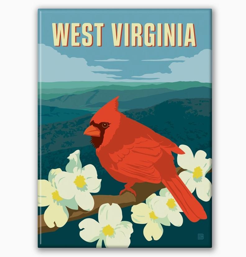 West Virginia Cardinal Magnet