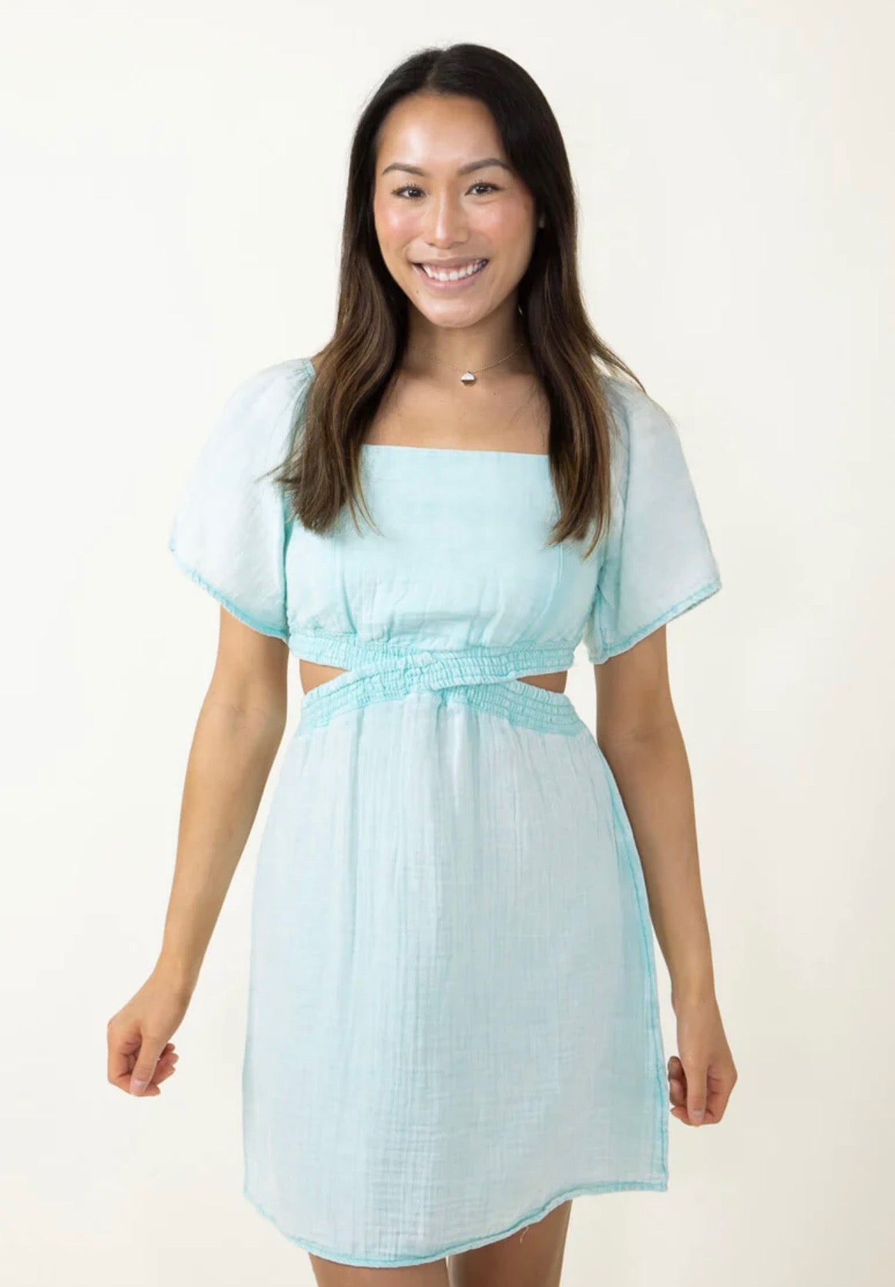 Simply Southern Gauze Cut-out Dress (Seafoam)