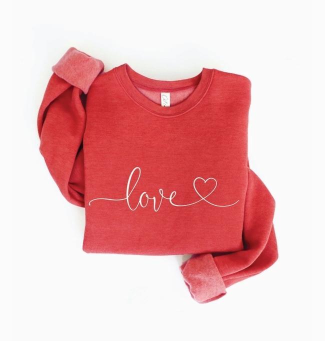 Love Graphic Sweatshirt (Cranberry Heather)