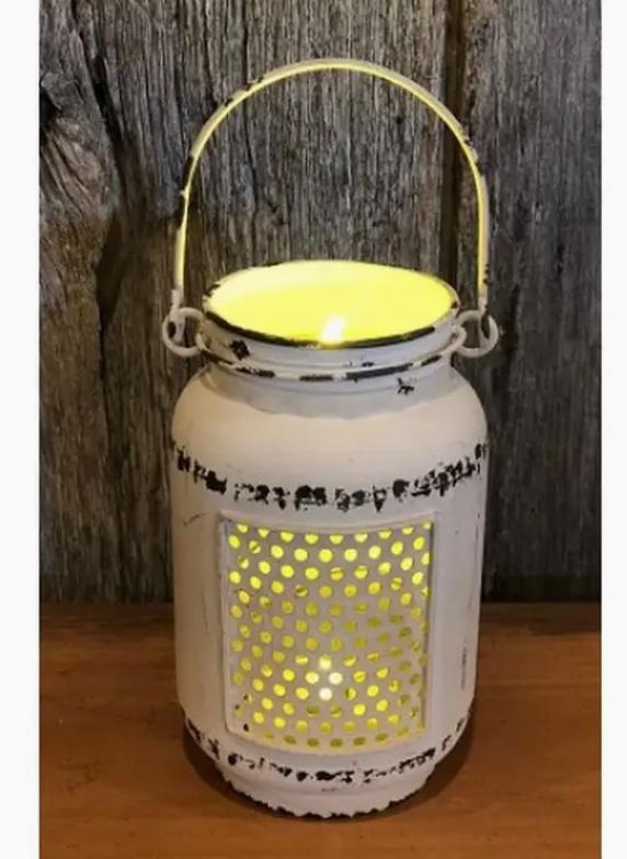 Dist Led Mason Jar Light (Cream)