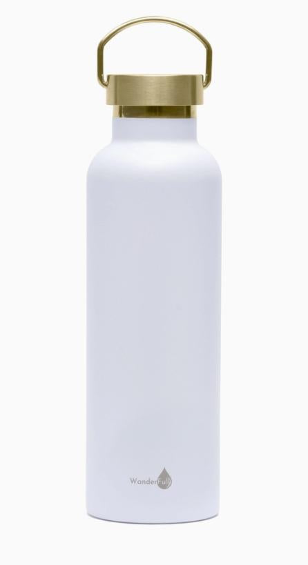 White with Gold Top Insulated Water Bottle- 1000 ml/34 oz
