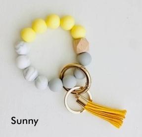 Bangle Keychain | Silicone Wristlet Key Ring | Bead Bracelet