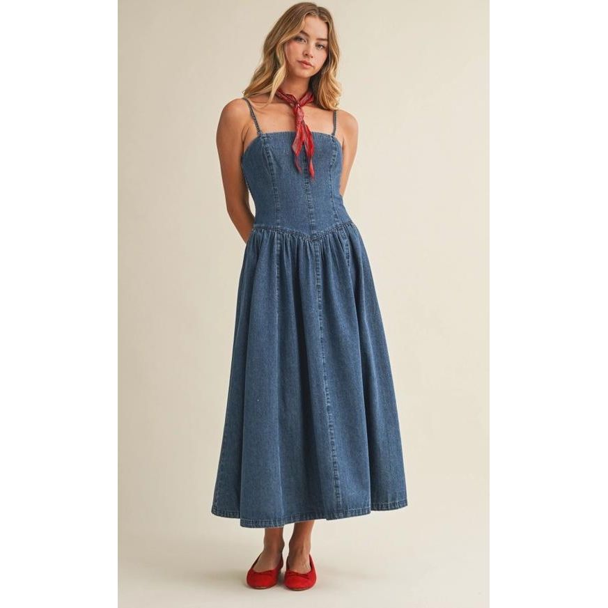 Detachable Strap Denim Dress