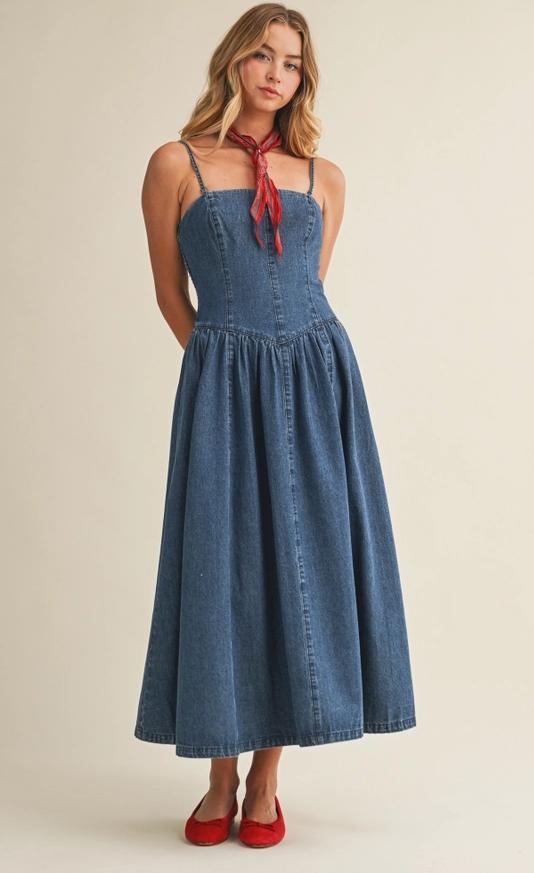 Detachable Strap Denim Dress