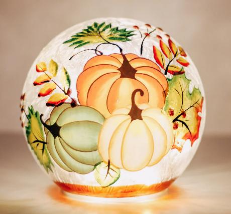 Triple Pumpkin - Crackle Glass Orb
