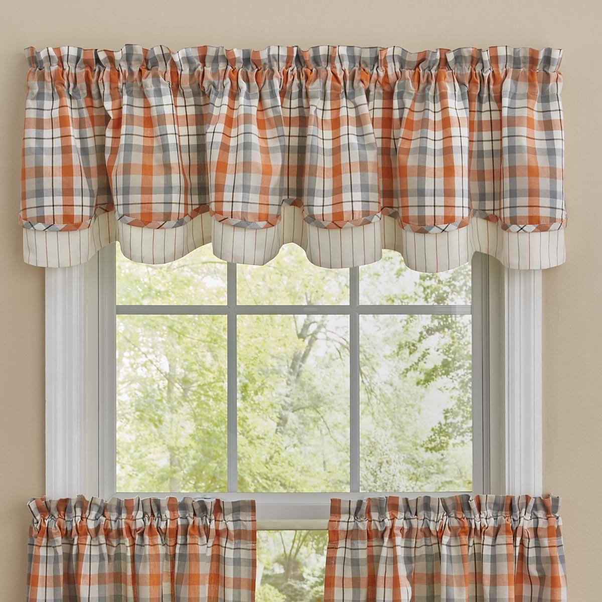 Apricot & Stone Lined Layered Valance