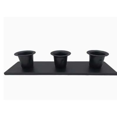 Rectangular Triple Wrought Iron Taper Holder