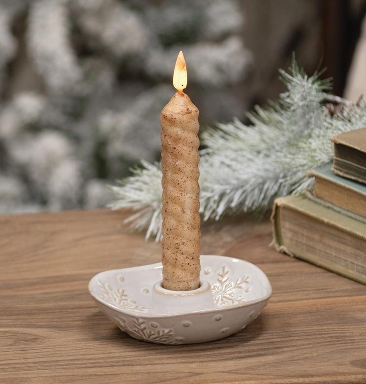 Ceramic Embossed Snowflake Taper Holder