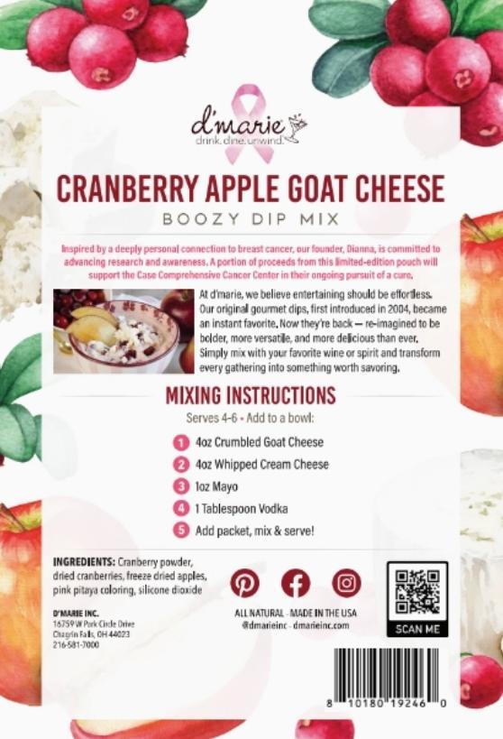 Cranberry Apple Goat Cheese Boozy Dip