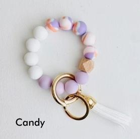 Bangle Keychain | Silicone Wristlet Key Ring | Bead Bracelet