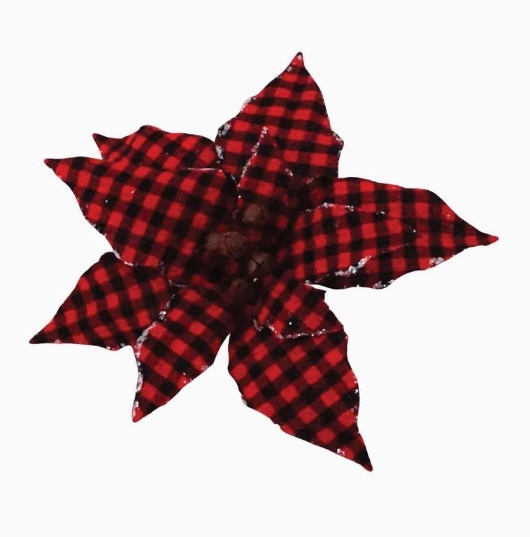 Red/Black Plaid Poinsettia Ornament