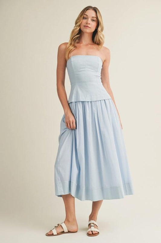 Corset Lined Strapless Dress (Baby Blue)