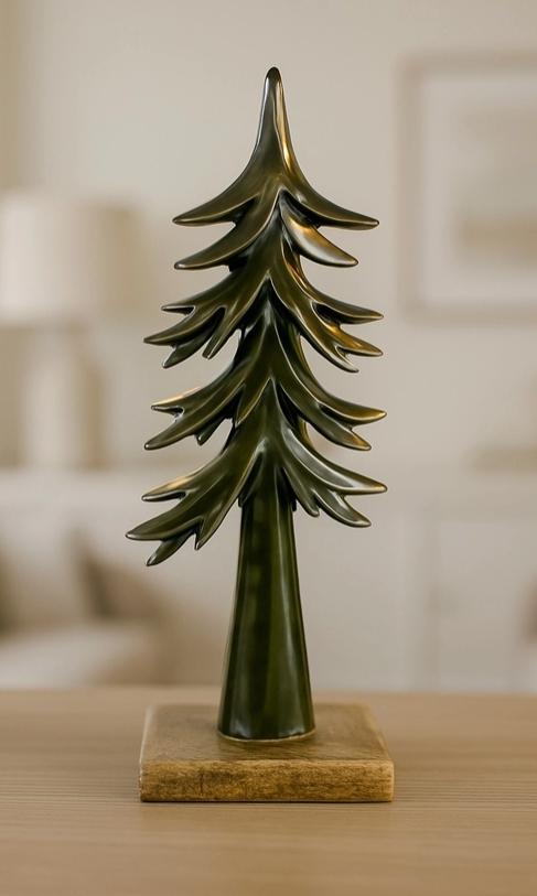 Down Swept Green Enamel Wooden Tree