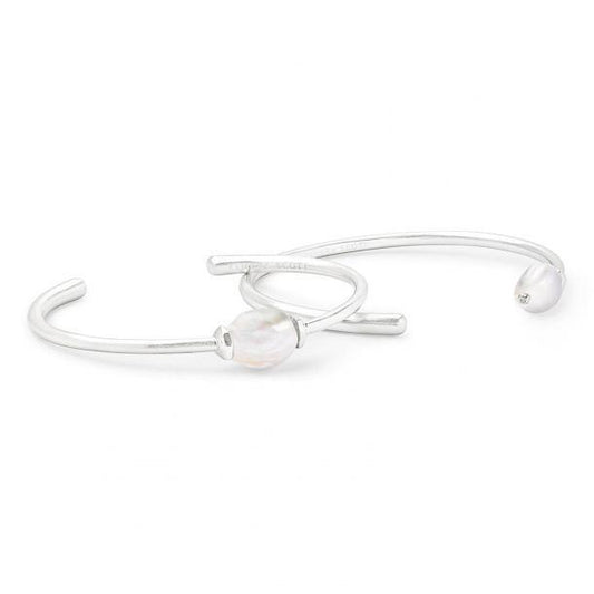 Kendra Scott Amiya Baroque Pearl Bracelet Set, Bright Silver Tone