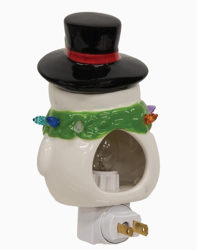 Ceramic Tophat Snowman Nightlight