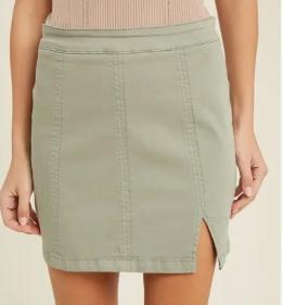 Stretch Cotton Mini Skirt (Olive)