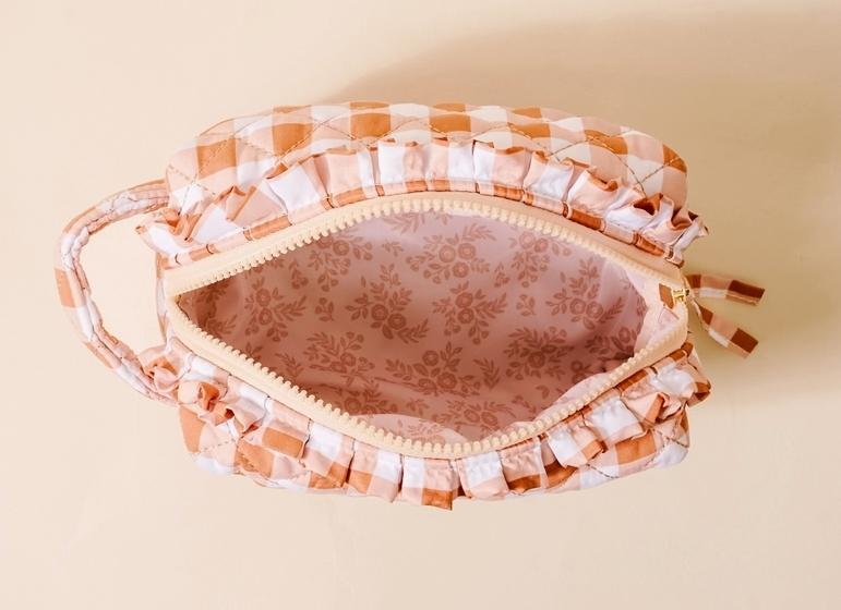 The Darling Effect Essentials Quilted Cosmetic Pouch Maple Gingham