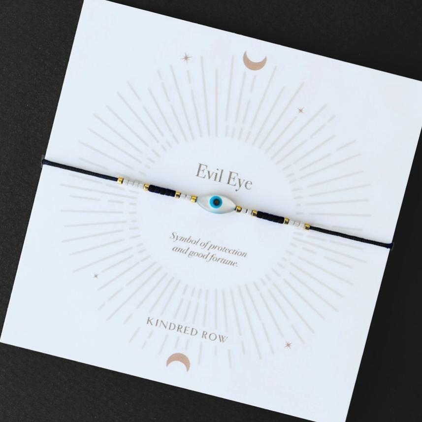 Evil Eye Corded Bracelet (Black)