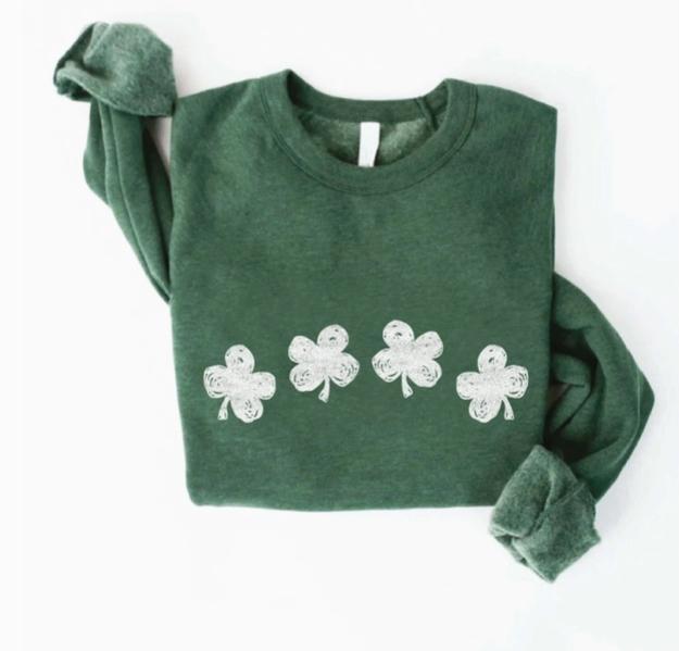 Clover Row Graphic Sweatshirt (Heather Forest)