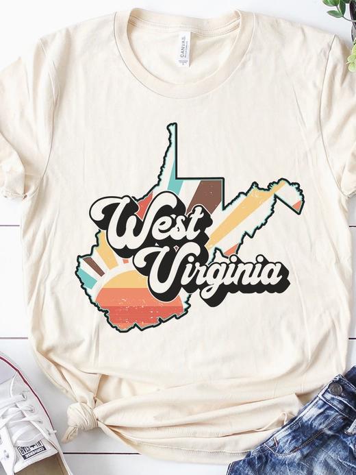 West Virginia Retro State Graphic Tee (Cream)