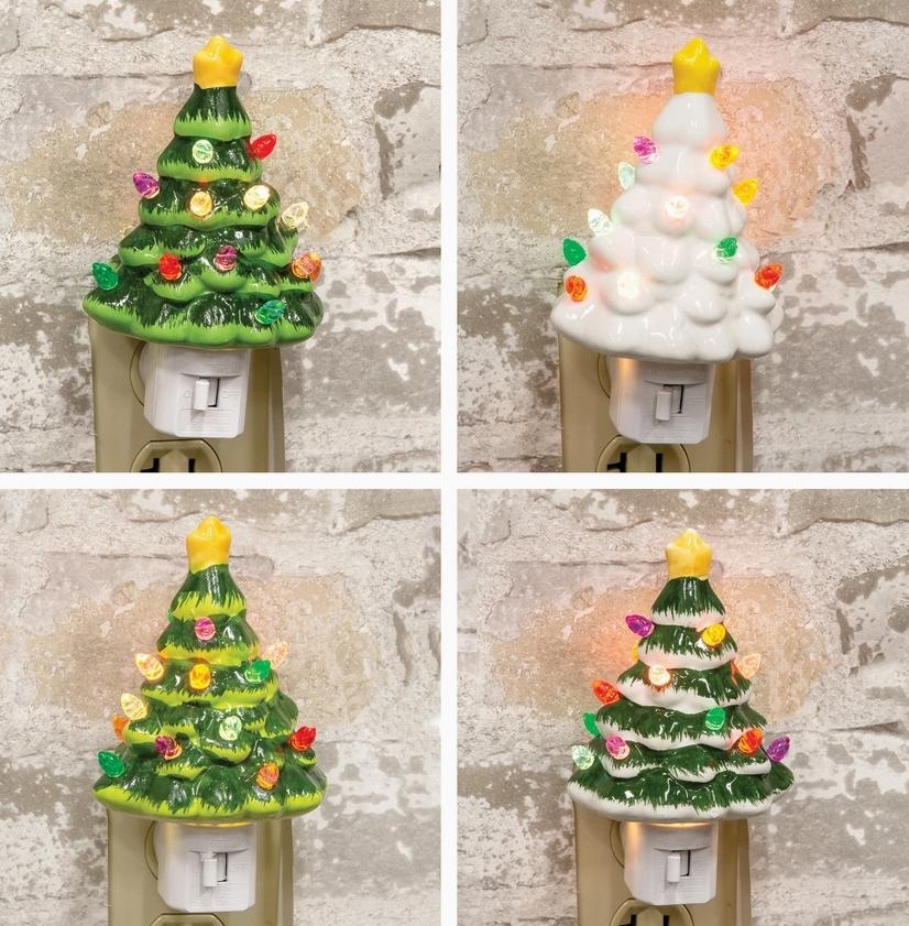 Ceramic Christmas Tree Nightlight Assorted Colors