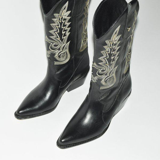 Loyal Western Cowboy Boots Black x Golden