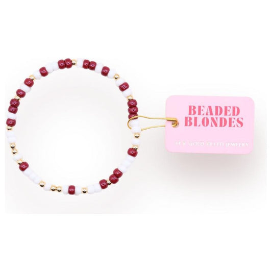 Beaded Blondes Maroon & White Sprinkle Bracelet