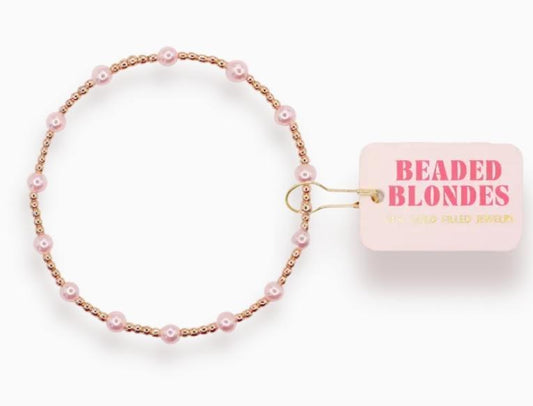 Beaded Blondes Pink June Bracelet in Gold