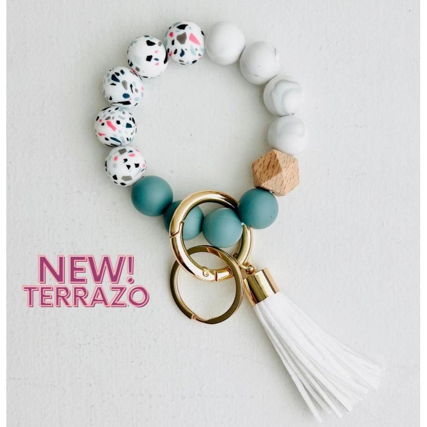 Bangle Keychain | Silicone Wristlet Key Ring | Bead Bracelet