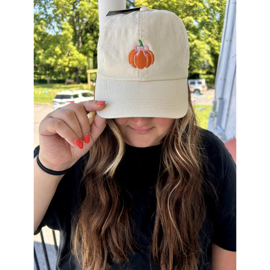 Fall Pumpkin Embroidery Cotton Baseball Cap