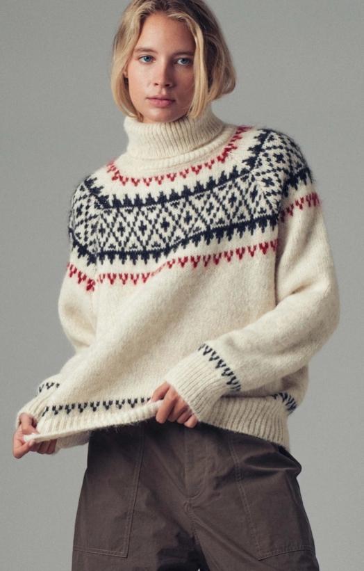 Nordic Fair Isle Knit Sweater (Cream Multi)