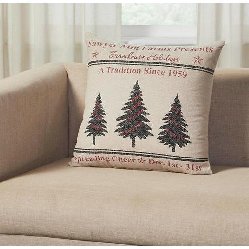 Sawyer Mill Holiday Tree Pillow (18x18)